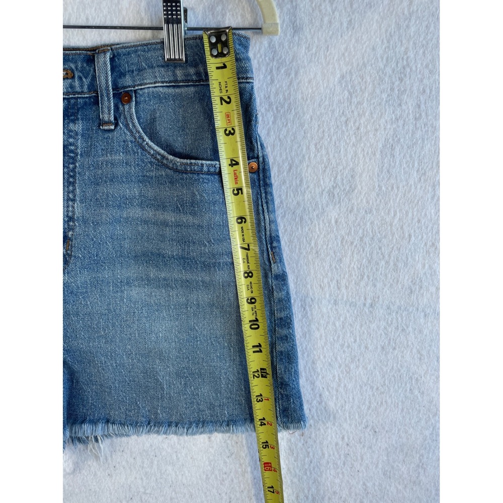 Madewell High-Rise Denim Shorts Medium Wash Blue Raw Hem Cut-Offs Size 29 - Picture 5 of 9